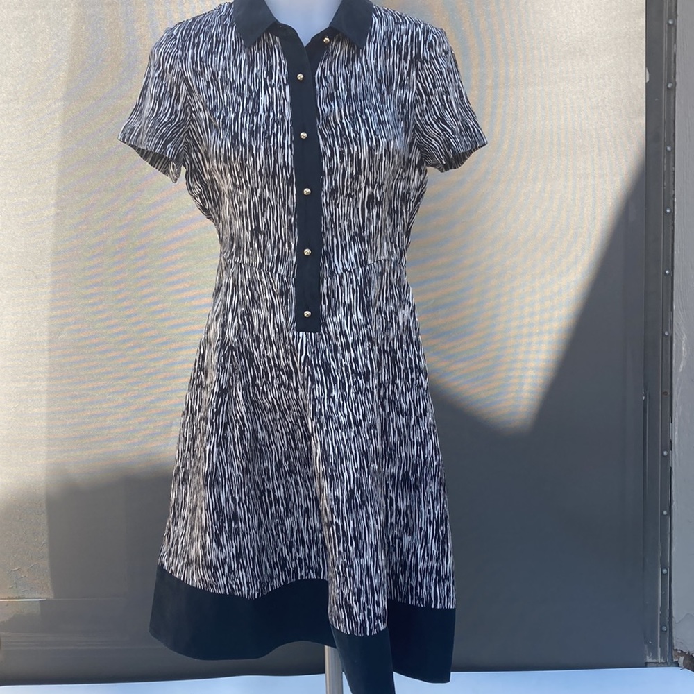 kate spade Black and White Asymmetrical Short Sleeve Dress